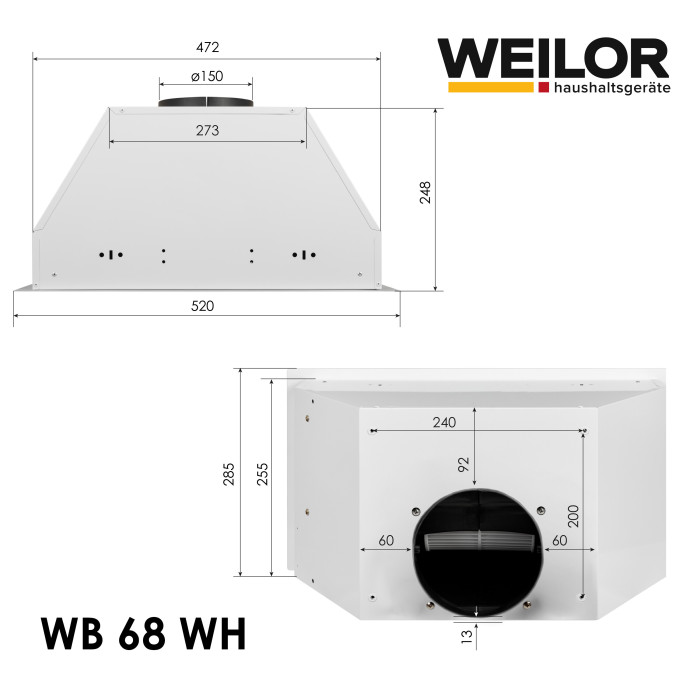 Витяжка повновбудована WEILOR WB 64 WH