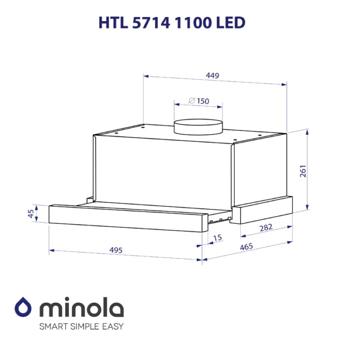 Витяжка телескопічна MINOLA HTL 5714 WH 1100 LED