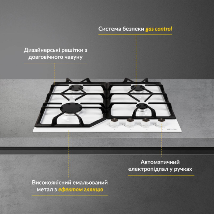 Поверхня газова на металі WEILOR GM 604 WH