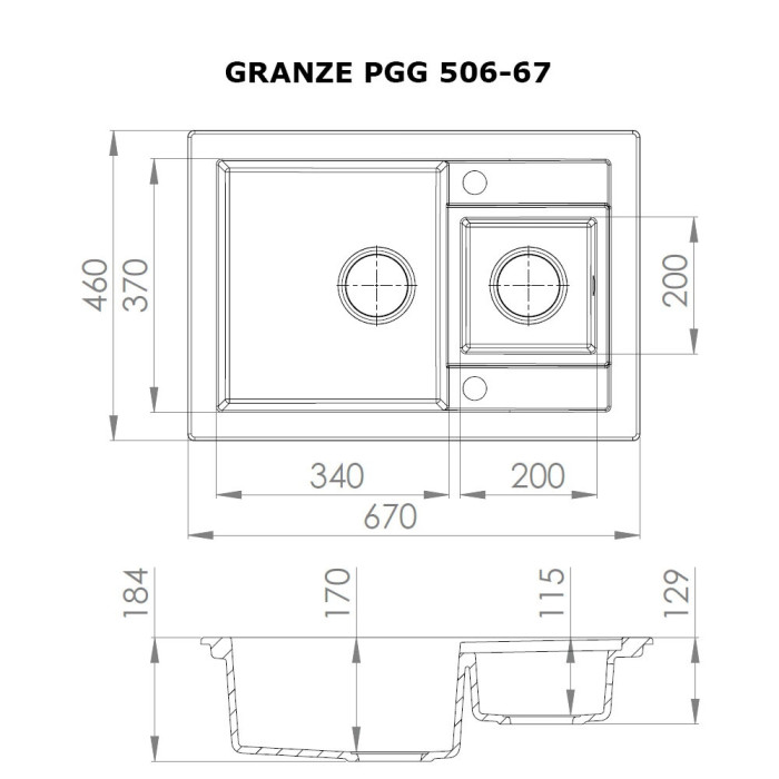 Мийка кухонна гранітна PERFELLI GRANZE PGG 506-67 LIGHT BEIGE