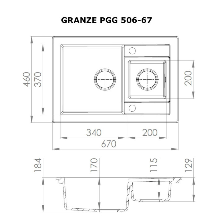 Мийка кухонна гранітна PERFELLI GRANZE PGG 506-67  WHITE
