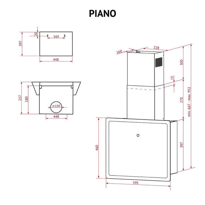 Витяжка декоративна похила PERFELLI PIANO NERO