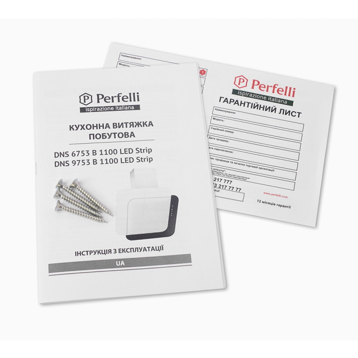 Витяжка декоративна похила PERFELLI DNS 9753 B 1100 WH/BL LED Strip