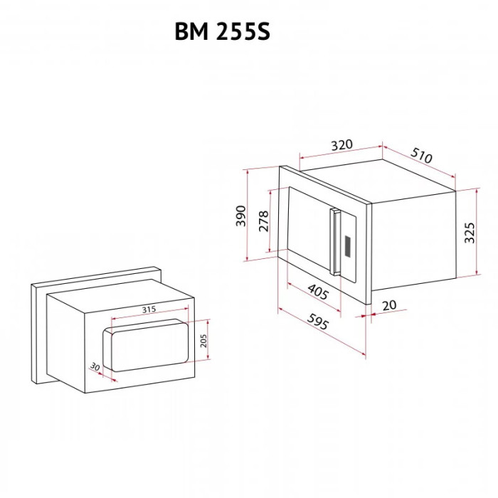 Повновбудована мікрохвильова піч PERFELLI BM 255S GLB