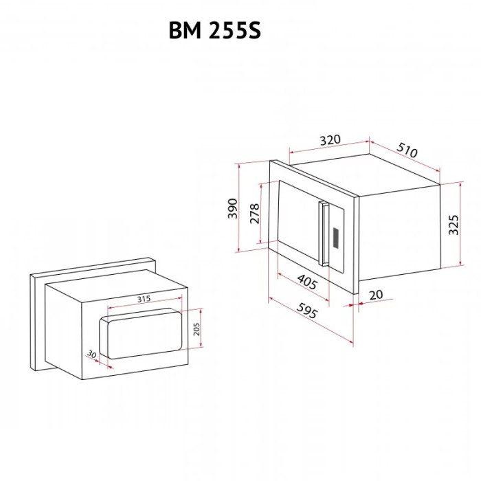 Повновбудована мікрохвильова піч PERFELLI BM 255S GLW
