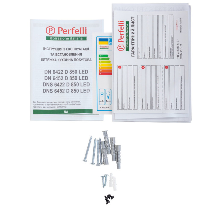 Витяжка декоративна похила PERFELLI DNS 6452 D 850 GR LED