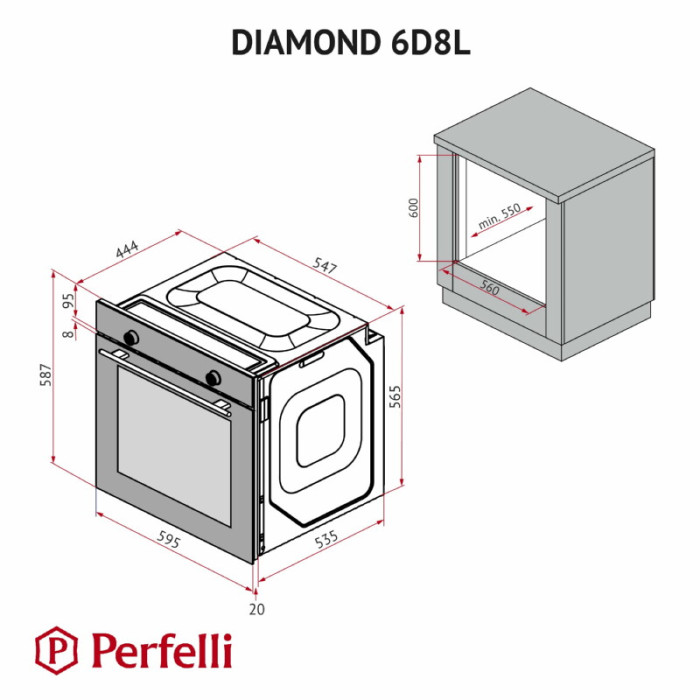 Духова шафа електрична PERFELLI DIAMOND 6D8L INOX