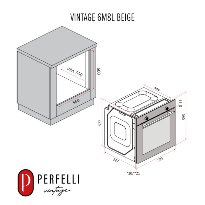 Духова шафа електрична PERFELLI VINTAGE 6M8L BEIGE