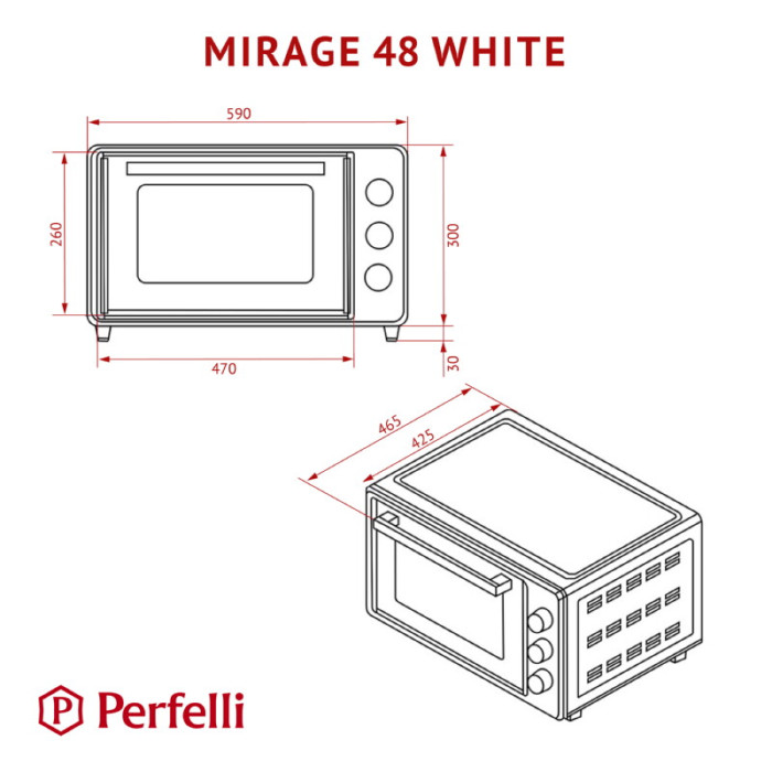 Електрична піч PERFELLI MIRAGE 48 WHITE