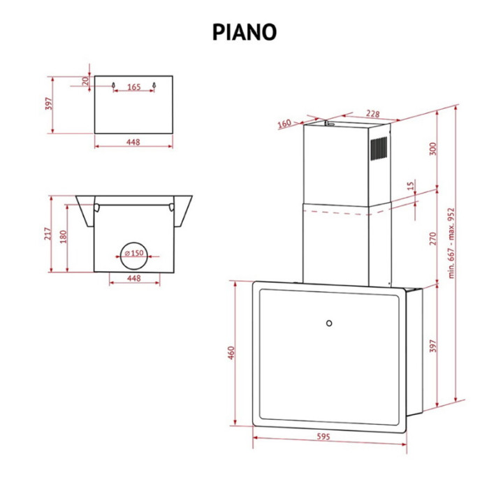 Витяжка декоративна похила PERFELLI PIANO BIANCA