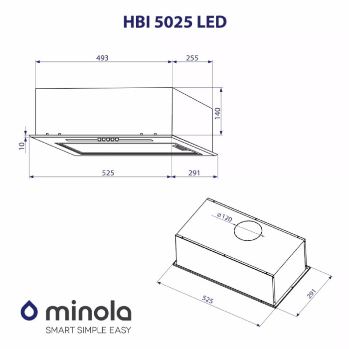 Витяжка повновбудована MINOLA HBI 5025 WH LED