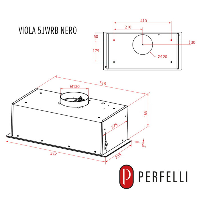 Витяжка повновбудована PERFELLI VIOLA 5JWRB NERO