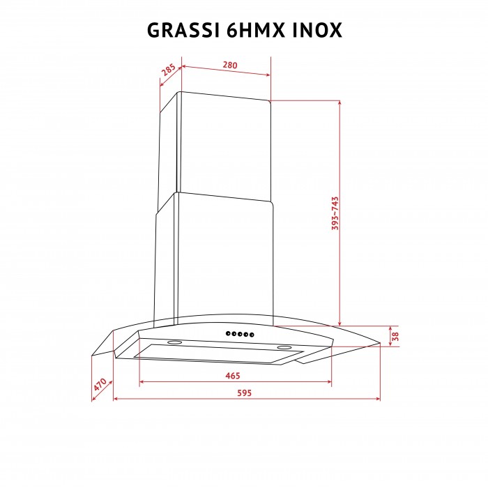 Витяжка декоративна зі склом PERFELLI GRASSI 6HMX INOX