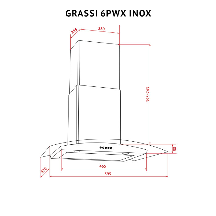 Витяжка декоративна зі склом PERFELLI GRASSI 6PWX INOX