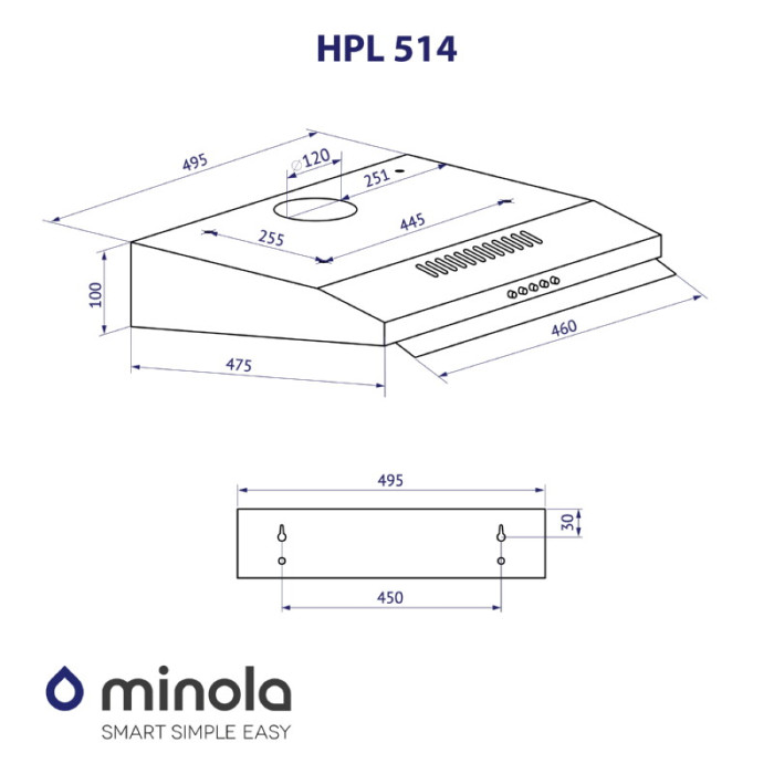 Витяжка плоска MINOLA HPL 514 I