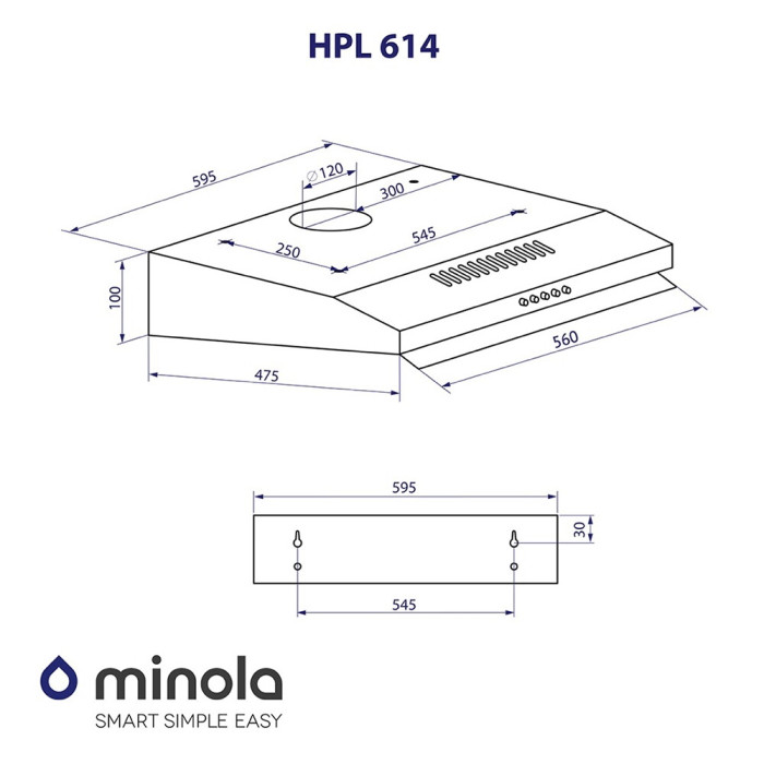Витяжка плоска MINOLA HPL 614 WH