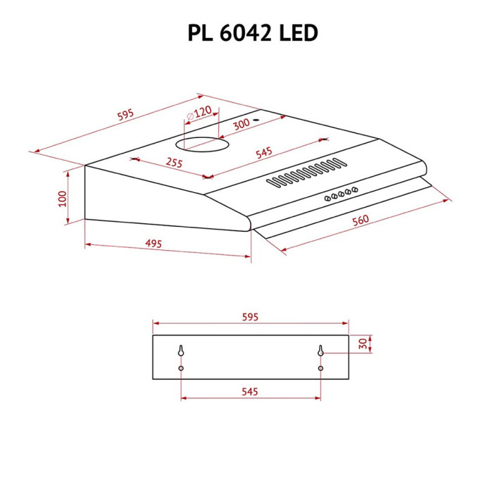 Витяжка плоска PERFELLI PL 6042 W LED
