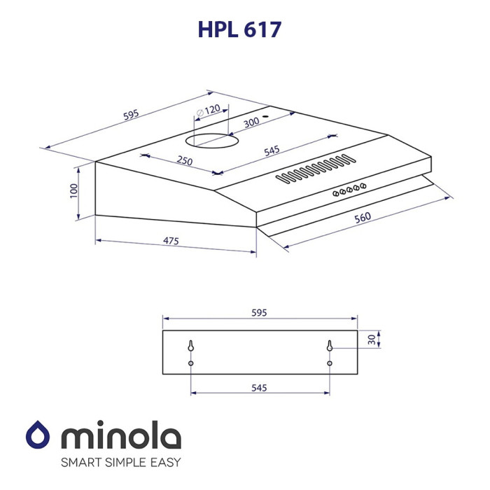 Витяжка плоска MINOLA HPL 617 BL