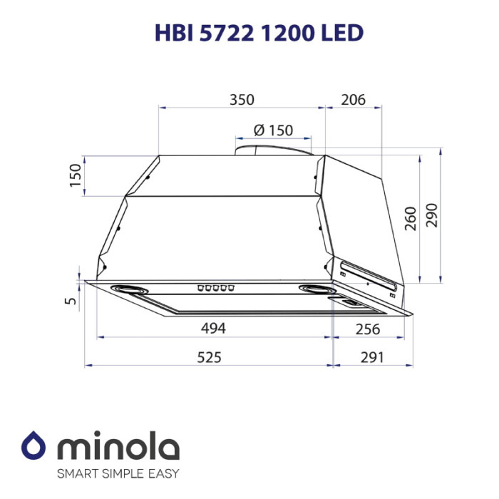 Витяжка повновбудована MINOLA HBI 5722 WH 1200 LED