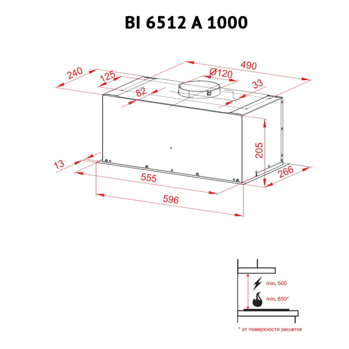 Витяжка повновбудована PERFELLI BI 6512 A 1000 W LED