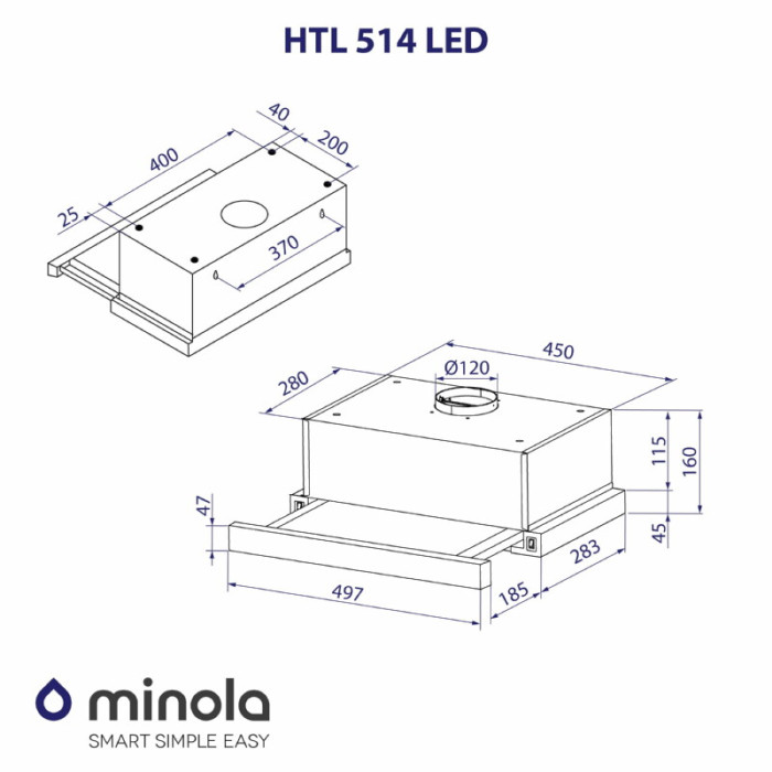 Витяжка телескопічна MINOLA HTL 514 BL LED