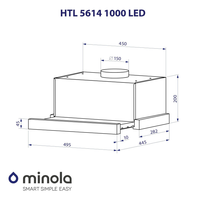 Витяжка телескопічна MINOLA HTL 5614 I 1000 LED
