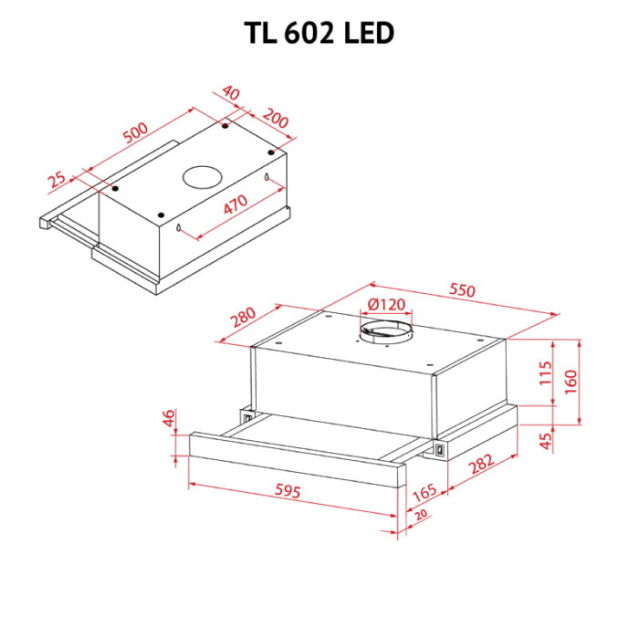 Витяжка телескопічна PERFELLI TL 602 I LED