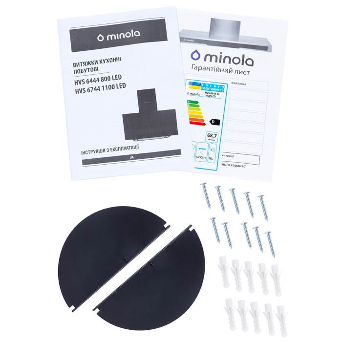 Витяжка декоративна похила MINOLA HVS 6444 BL 800 LED