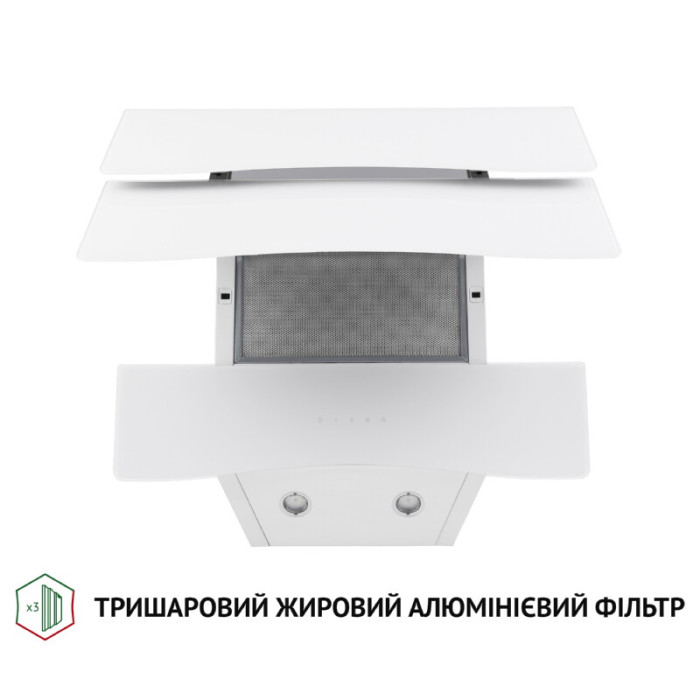 Витяжка декоративна похила PERFELLI DNS 6482 D 850 WH LED
