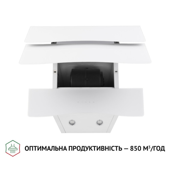 Витяжка декоративна похила PERFELLI DNS 6482 D 850 WH LED