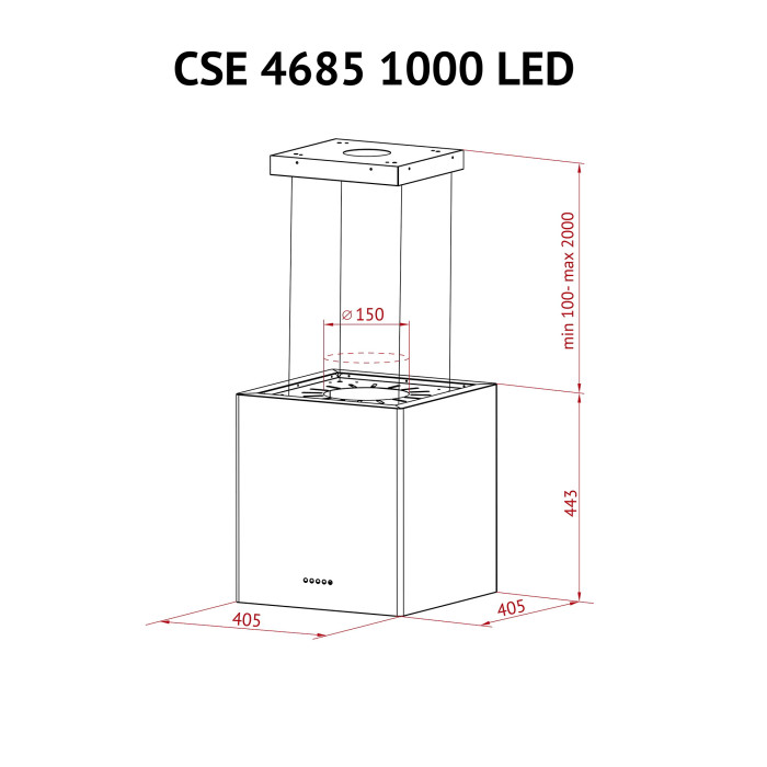 Витяжка острівна PERFELLI CSE 4685 I 1000 LED