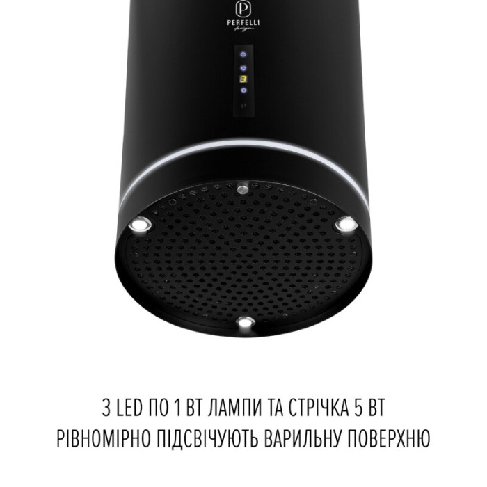 Витяжка острівна PERFELLI DESIGN ISOLA 35 NERO SILENZIO