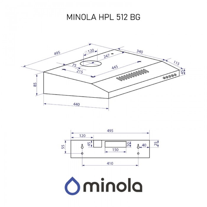 Витяжка плоска Minola HPL 512 BG