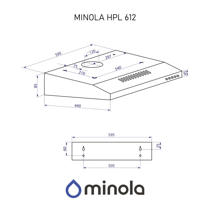 Витяжка плоска Minola HPL 612 WH