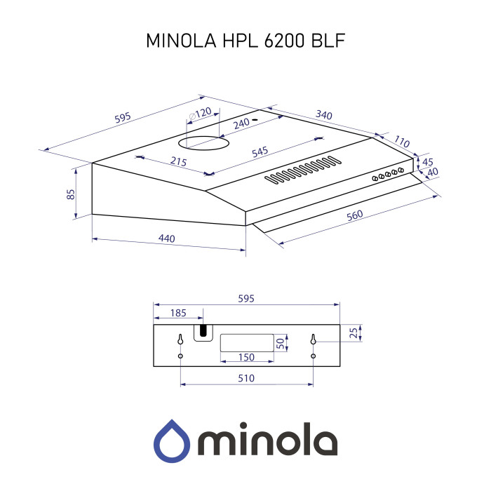 Витяжка плоска Minola HPL 6200 BLF