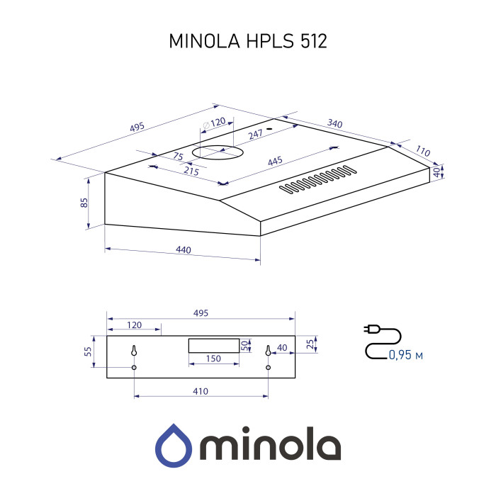 Витяжка плоска Minola HPLS 512 BL