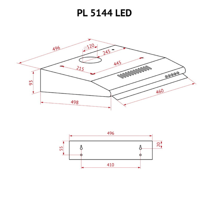 Витяжка плоска PERFELLI PL 5144 I LED
