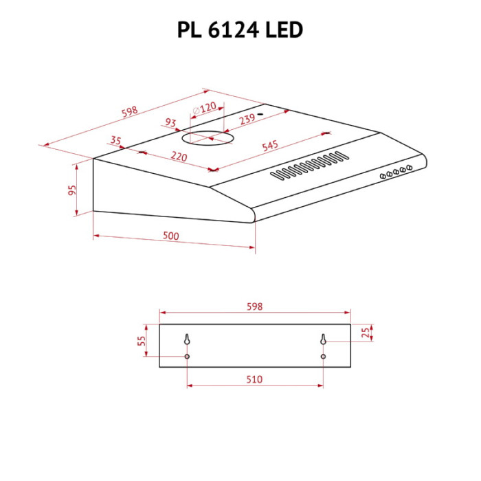Витяжка плоска PERFELLI PL 6124 I LED