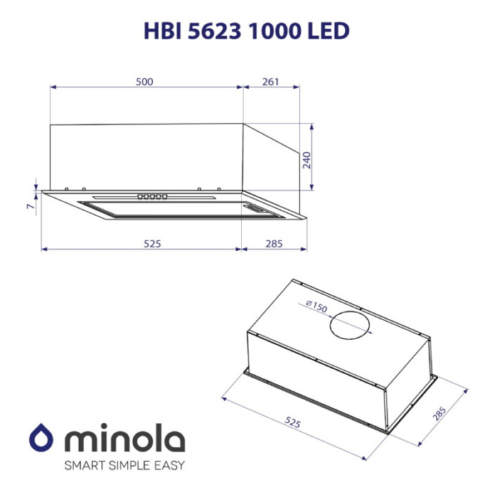 Витяжка повновбудована MINOLA HBI 5623 I 1000 LED