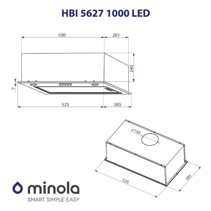 Витяжка повновбудована MINOLA HBI 5627 I 1000 LED