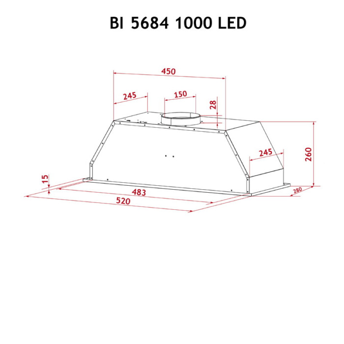 Витяжка повновбудована PERFELLI BI 5684 WH 1000 LED