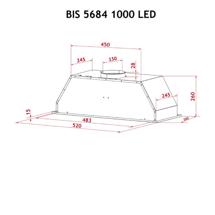 Витяжка повновбудована PERFELLI BIS 5684 WH 1000 LED
