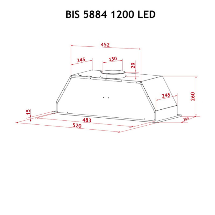 Витяжка повновбудована PERFELLI BIS 5884 WH 1200 LED