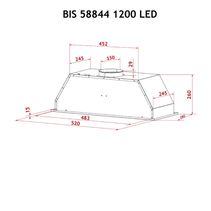 Витяжка повновбудована PERFELLI BIS 58844 BL 1200 LED