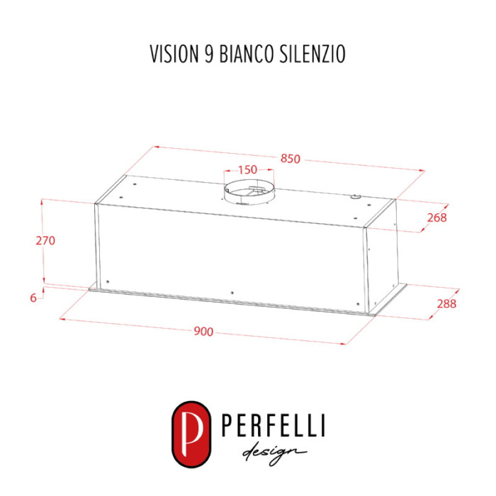Витяжка повновбудована PERFELLI DESIGN VISION 9 BIANCO SILENZIO