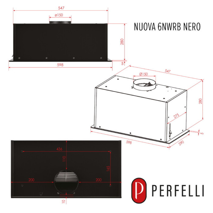 Витяжка повновбудована PERFELLI NUOVA 6NWRB NERO