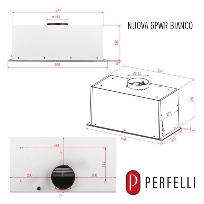 Витяжка повновбудована PERFELLI NUOVA 6PWR BIANCO
