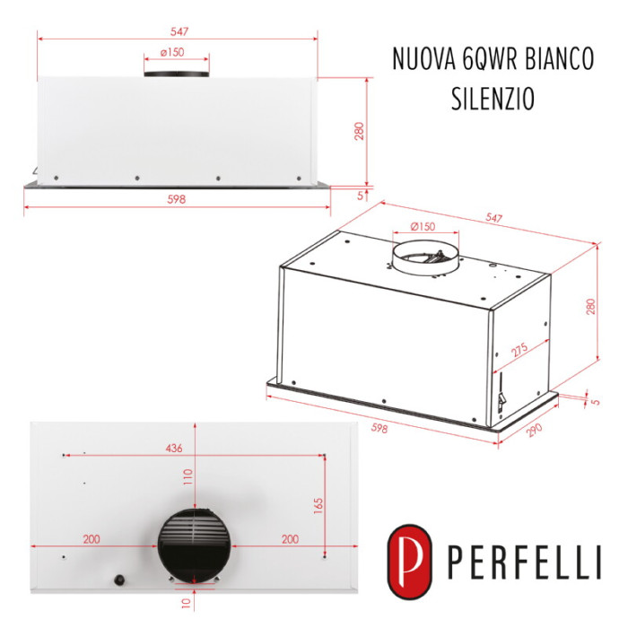 Витяжка повновбудована PERFELLI NUOVA 6QWR BIANCO SILENZIO