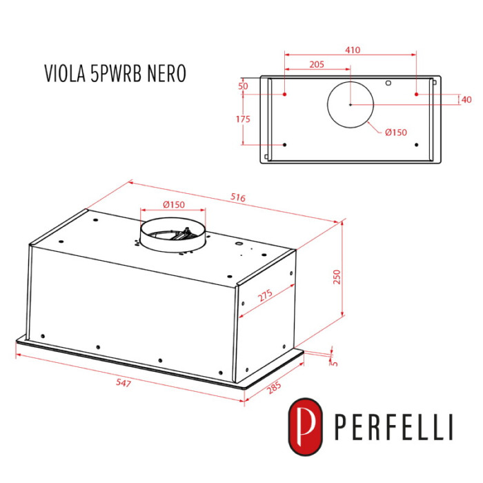 Витяжка повновбудована PERFELLI VIOLA 5PWRB NERO