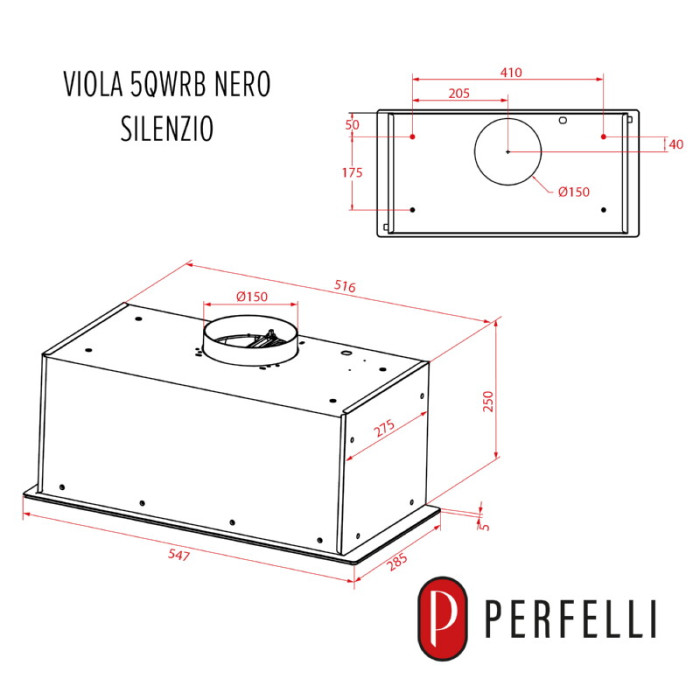 Витяжка повновбудована PERFELLI VIOLA 5QWRB NERO SILENZIO
